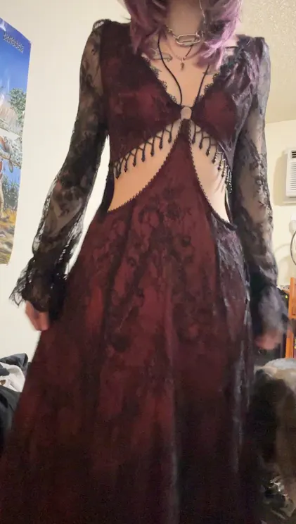 gothic burgundy dress Ladyghost Gothic Victorian Maxi Dress main image 1