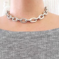 Silver Chunky Chain Necklace-Large Link Necklace-Thick Chain Choker-Carabiner Spring Lock Clasp-Chunky Chain Statement Necklace