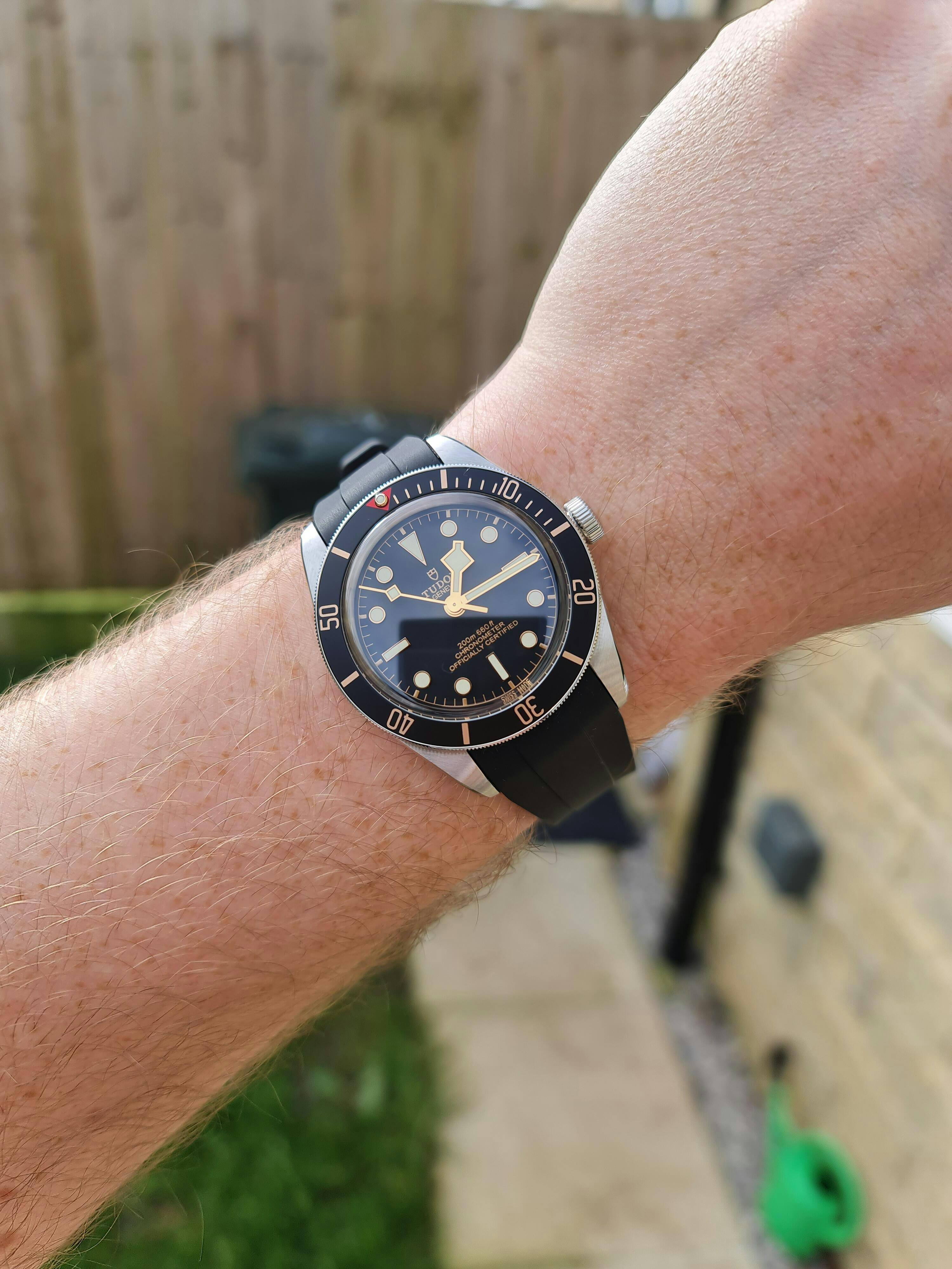 Black Rubber Strap For Tudor Black Bay 58 - Vanguard Straps