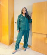 Vanshitaaz Racing Green Crinkled Cotton Top