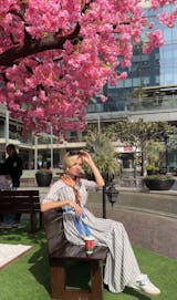 Sutra Stripe Dress with Button Back