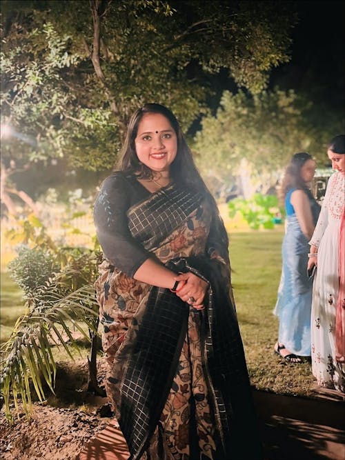 Black Soft Silk Kalamkari Printed Saree