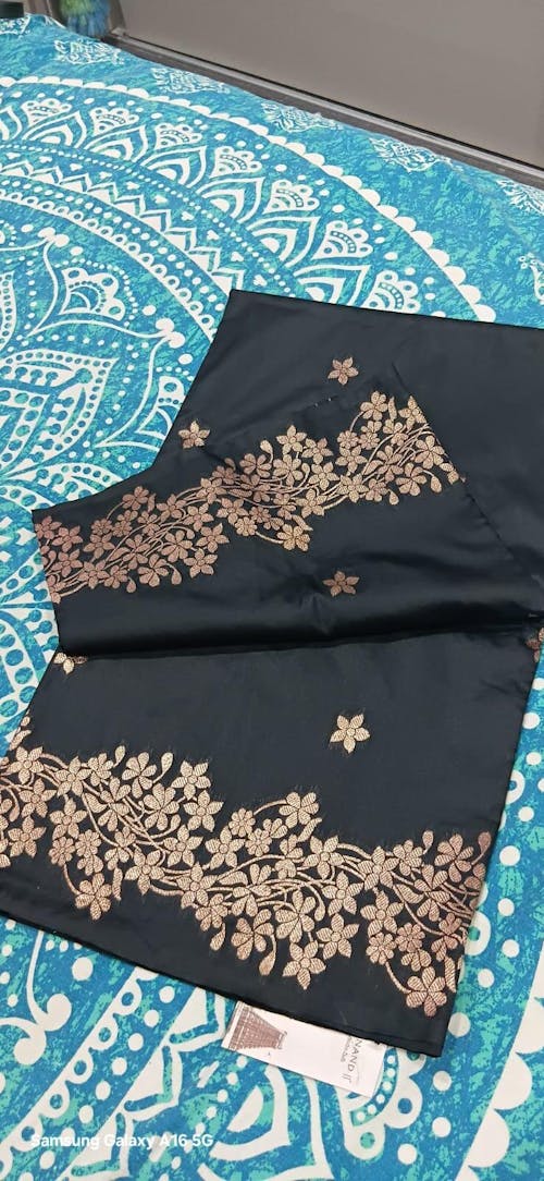 Rose Gold Blossom Soft Satin Silk Saree