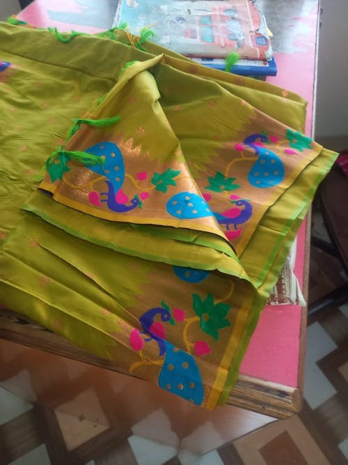 Mustard Yeola Paithani Soft Silk Saree