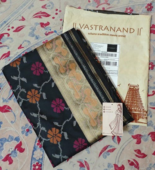 Black Pochampally Double Ikkat Saree