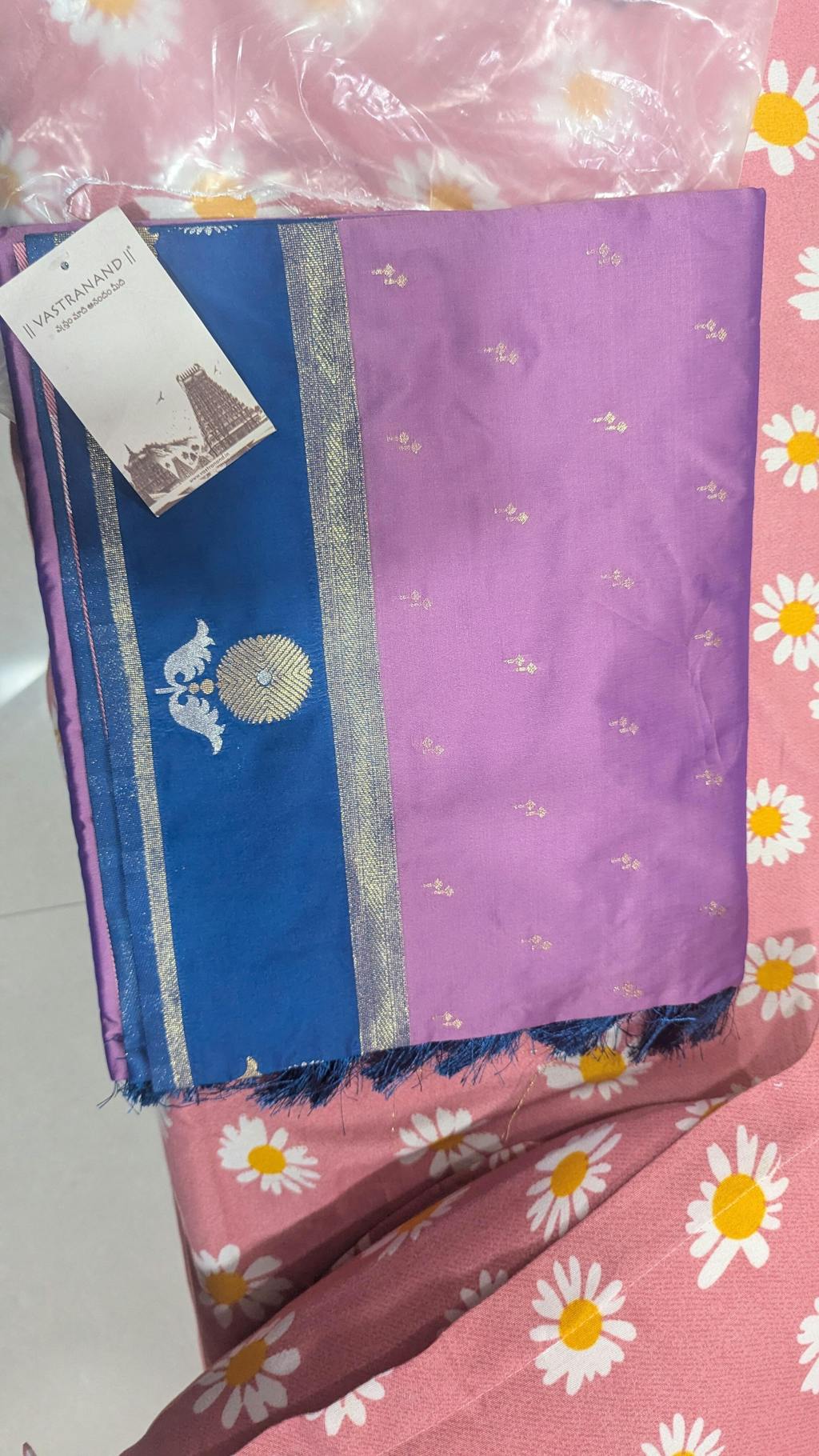 Lavender Cationic Soft Silk Saree