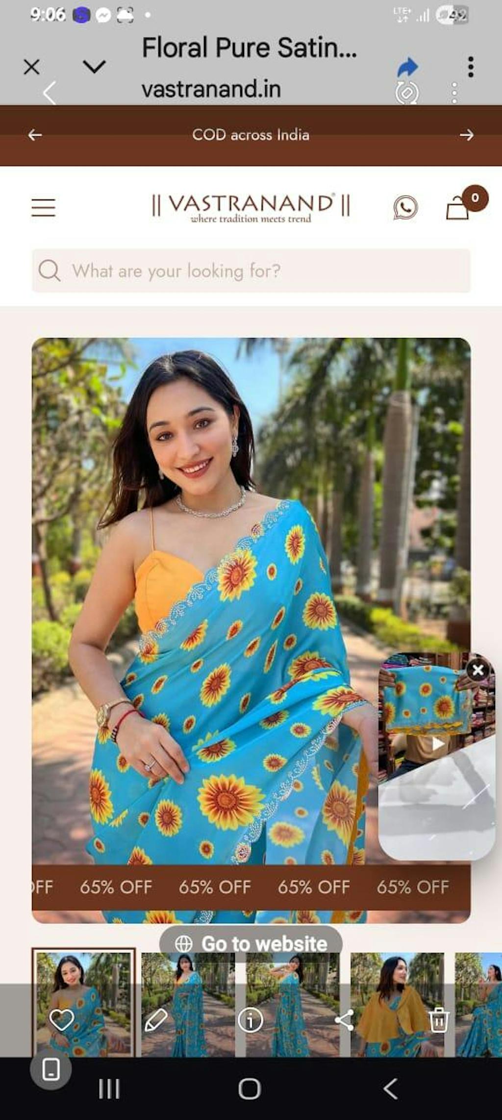 Blue Pure Satin Georgette with Zircon Swarovski Border Saree