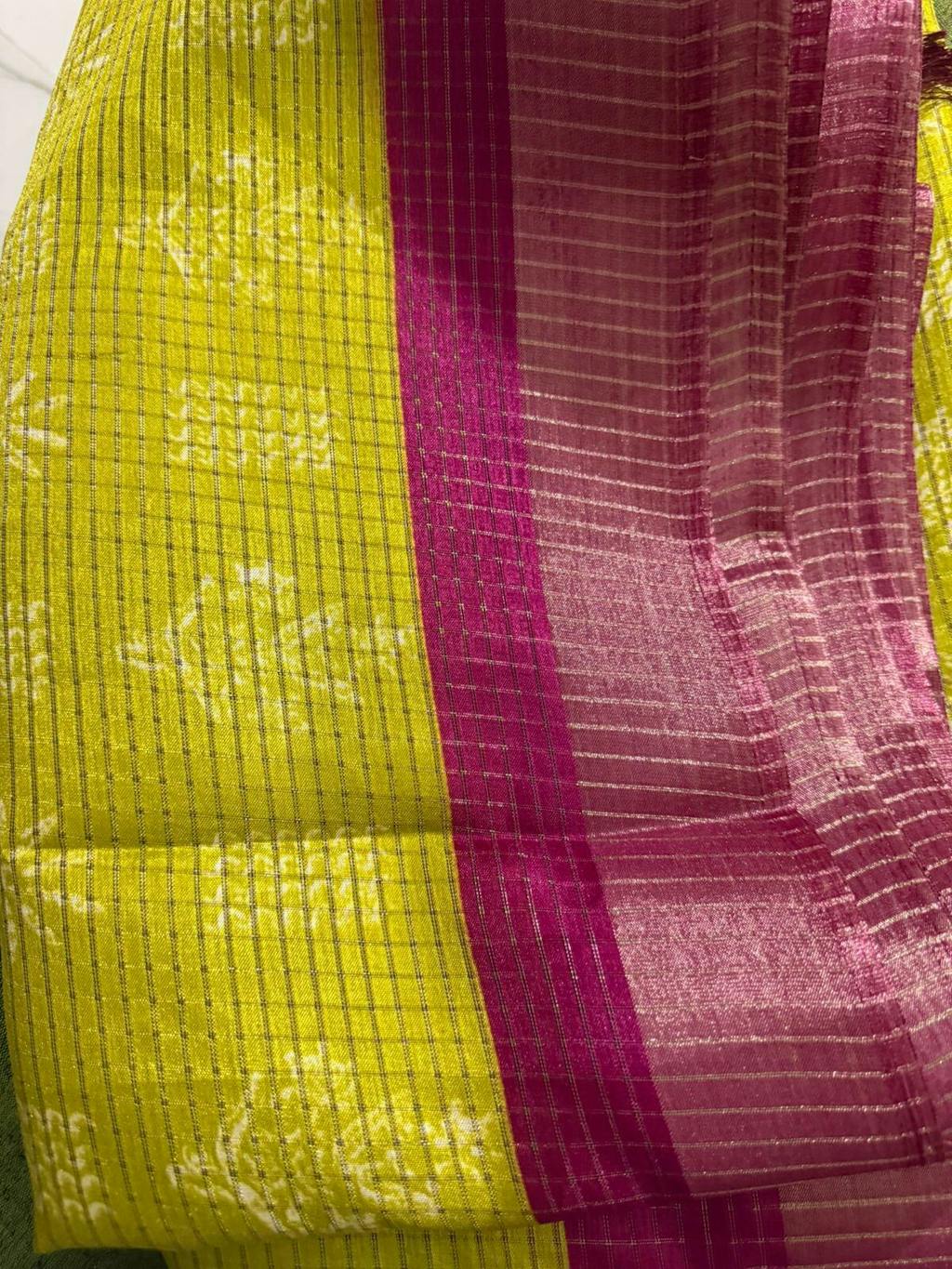 Radiant Yellow Tussar Chex Saree