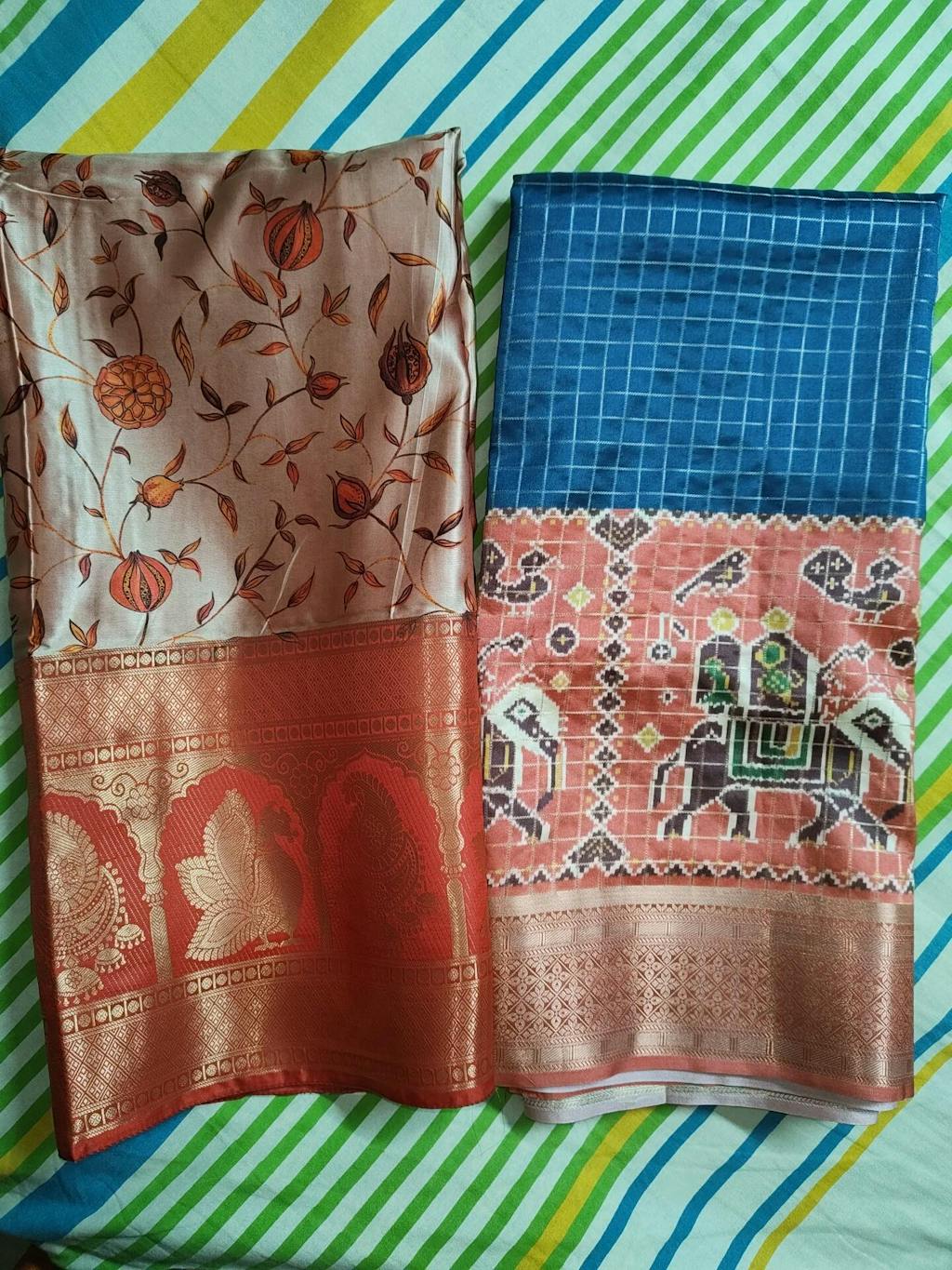 Elegant Soft Cherry Satin Kalamkari Print Saree