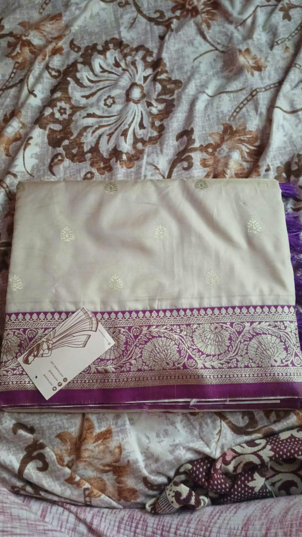 White Soft Silk Feather Saree