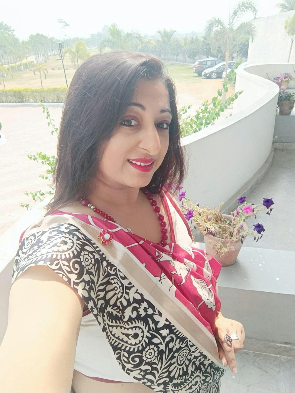 Red Soft Chanderi Contrast Border Saree