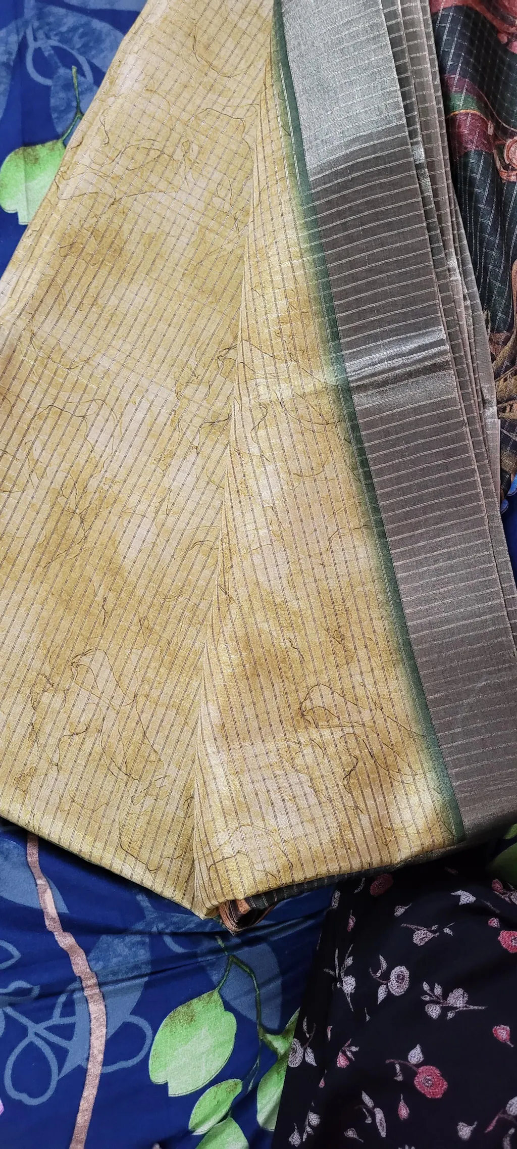 Olive Kalamkari Pichwai Black Check Saree