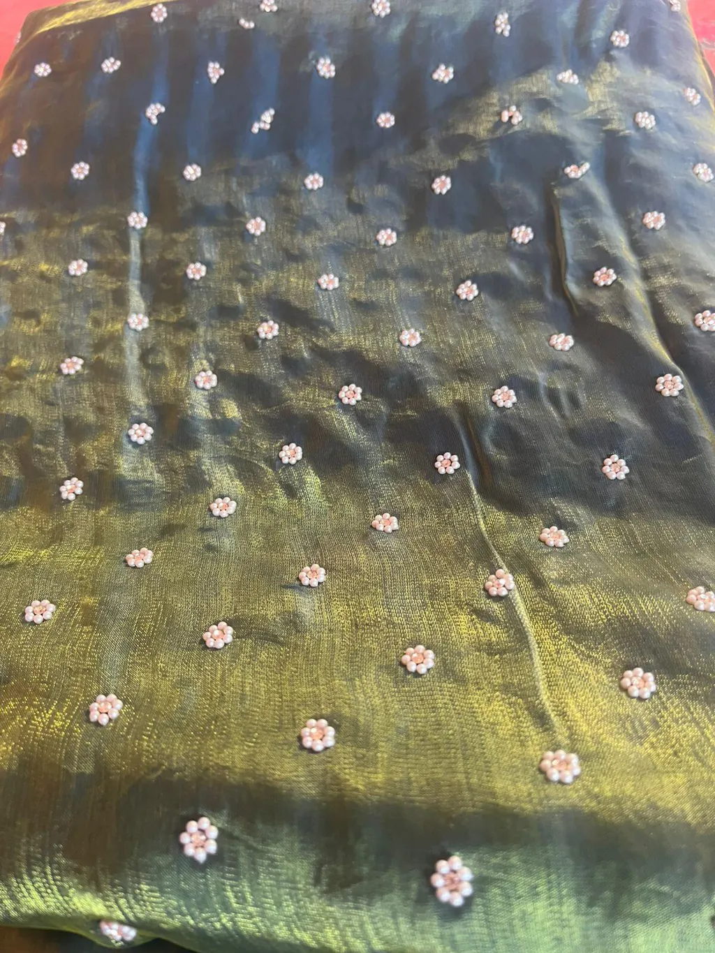 Royal Pearl Zircon Embellished Saree