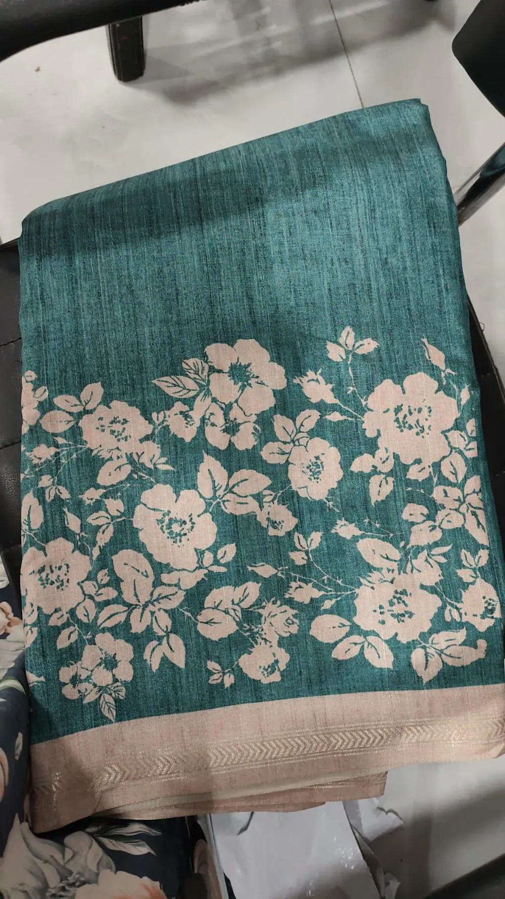 Teal Tussar Ghicha Silk Saree