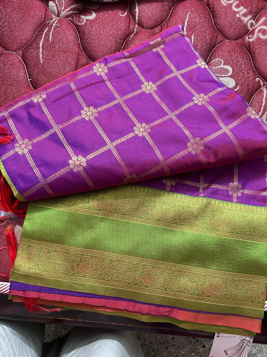 Magenta Check Weave Gadwal Saree