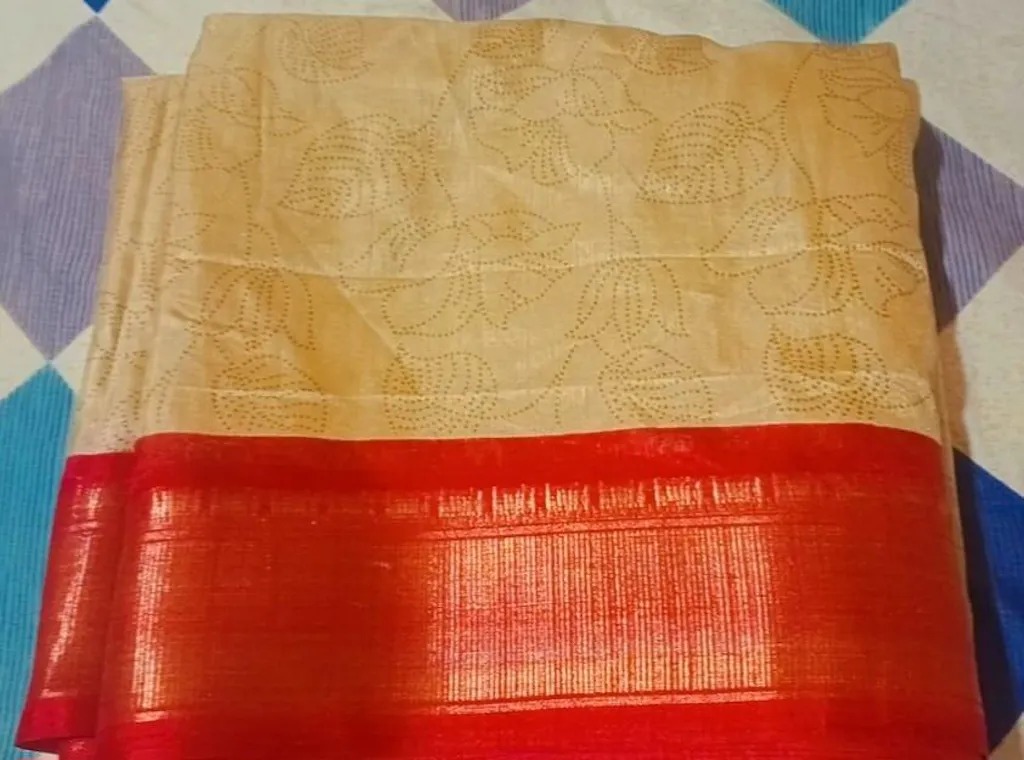 Gold Kalamkari Pallu Dola Saree