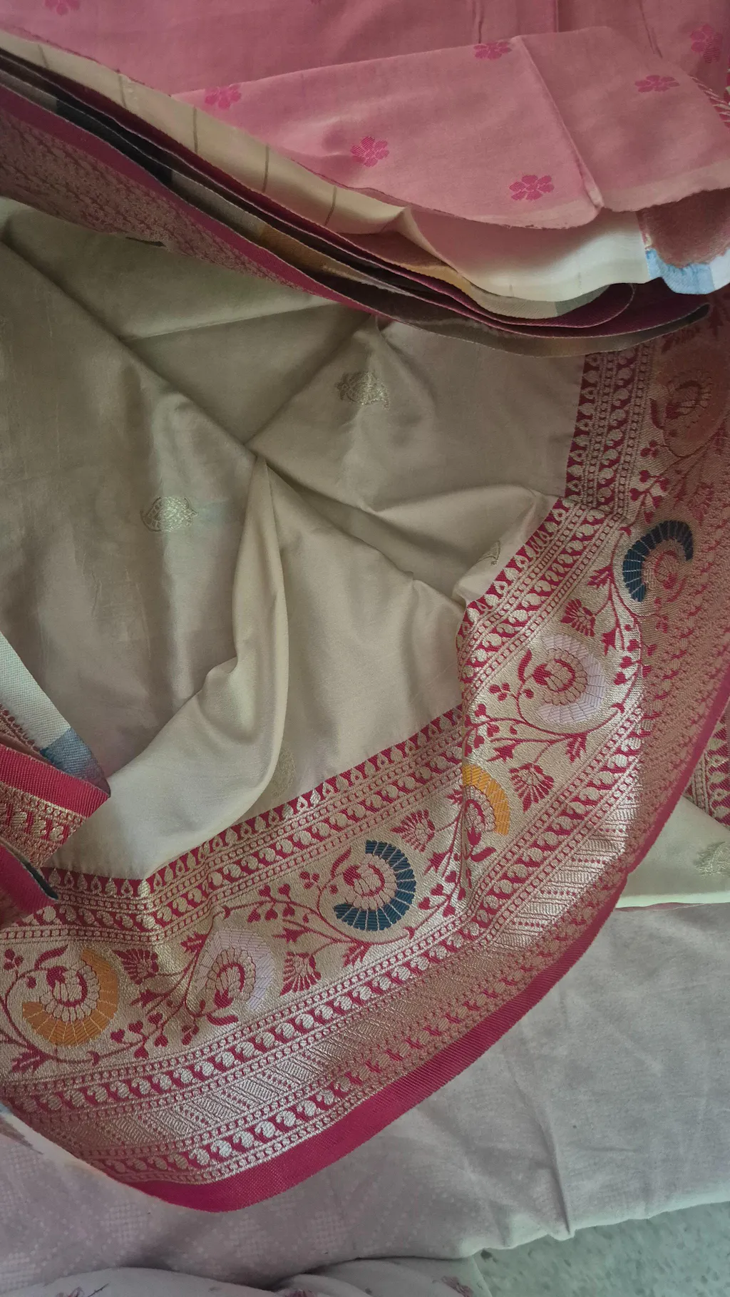 Cream Soft Silk Kanjivaram Saree