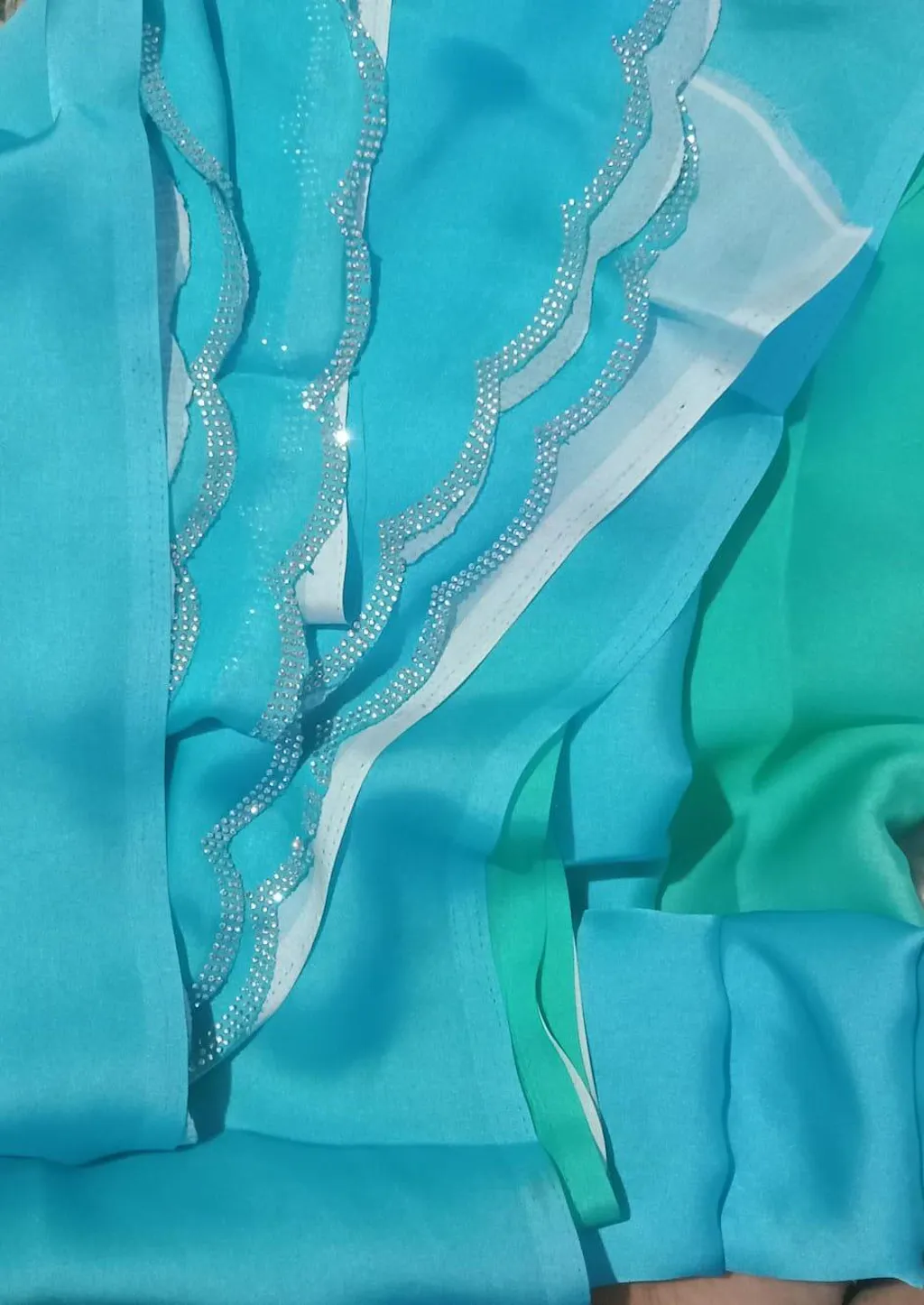 Sky Blue Satin Georgette Saree