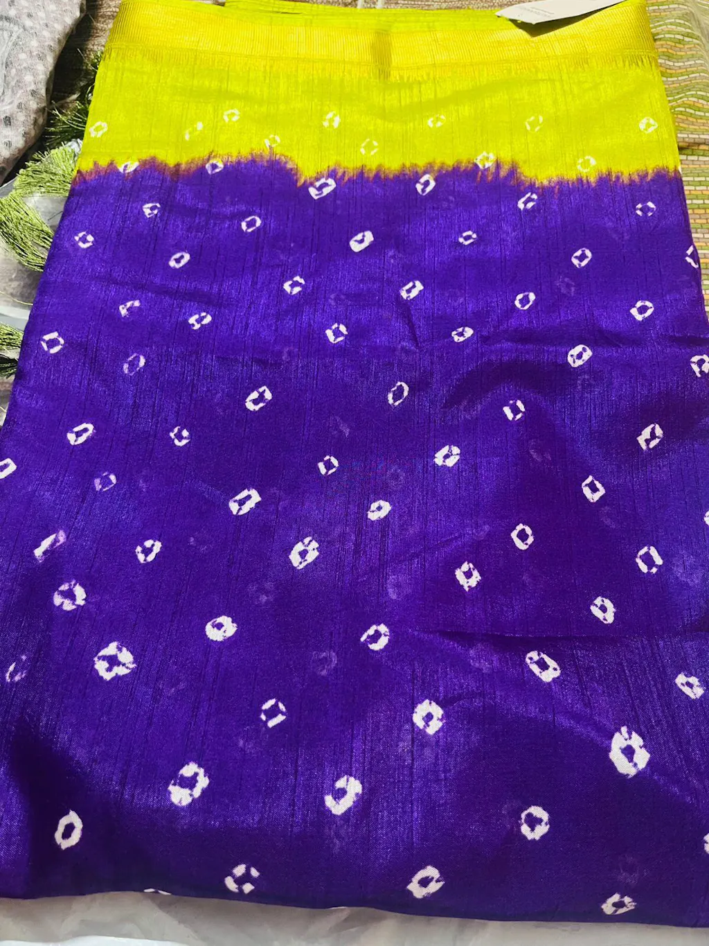 Purple Bandhej Printed Dola Silk Saree