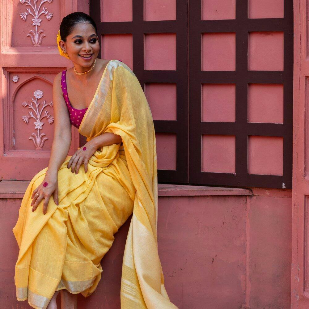 Handloom Pure Cotton Orange