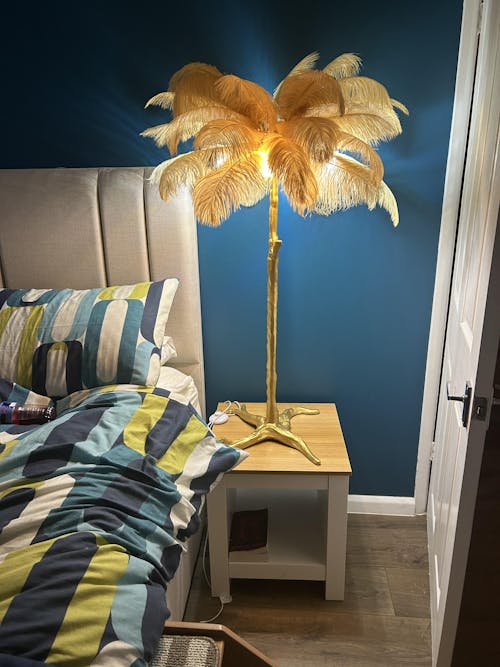 Ostrich Feather Floor Lamp Luxury, 16 Colors/Resin