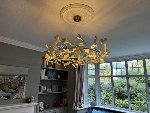 Chandelier Unique Luxury Ceramic White Ginkgo Leaves