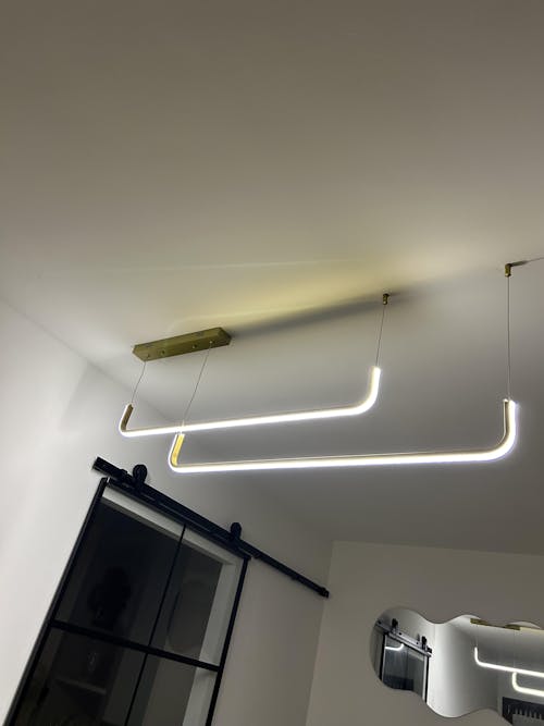 Chandelier Pendant Light Minimalist Metal Linear LED, Gold / Black