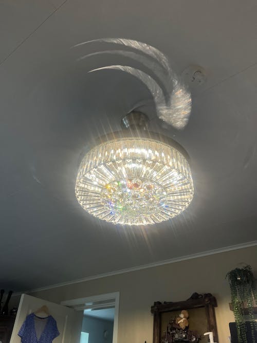 Ceiling Fan with Light Luxury Crystal 3 Blade Chrome, 42''/36"