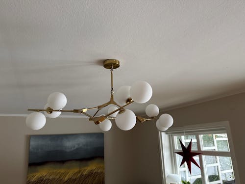 Chandelier Nordic Elegant Branching Bubble Glass Ball, Black / Gold