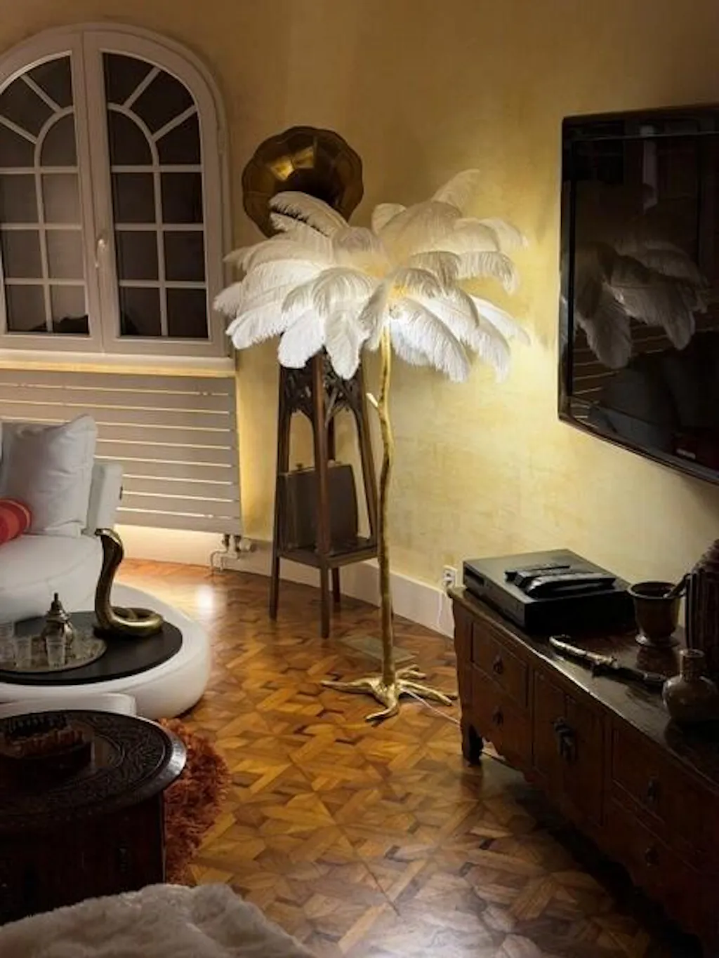 Ostrich Feather Floor Lamp Luxury, 16 Colors/Resin