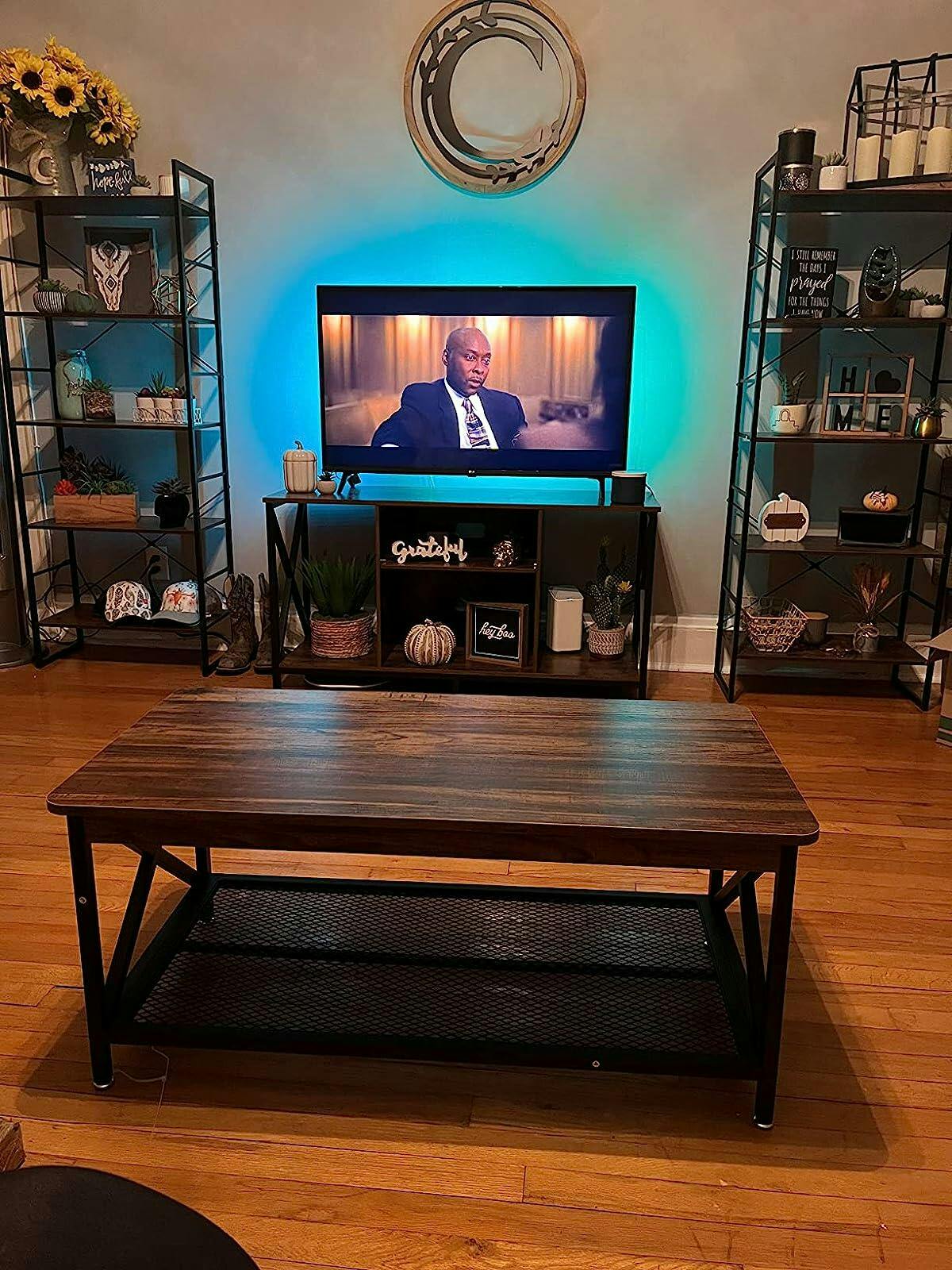 VECELO Coffee Table with Storage Shelf for Living Room 39.4 Inch, Simp
