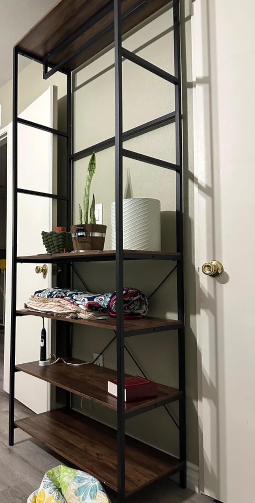 VECELO Coat, Entryway Hall Tree with 4-Tier Shoe Rack and Hanging Rod