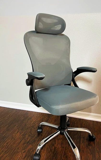 VECELO Fabric Office Chair High Back Ergonomic Adjustable Headrest Armrest  Mesh Lumbar Support Task Chair in Gray with Arms KHD-OC02-GRY - The Home  Depot