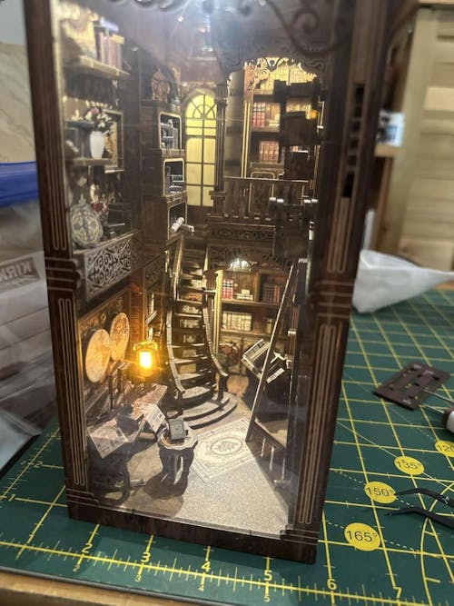 Antique Book Collection Room – DIY Book Nook Kit with LED Touch Lamp (3D wooden puzzle)