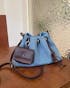 Women's Genuine Leather Denim Patchwork Cool Hobo Bag