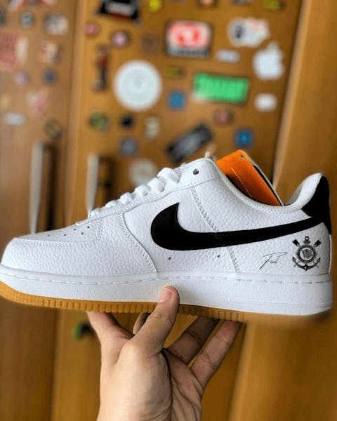 Exclusivo: Tênis Air Force White Black Obsidian Signature Customizado do Timão + *BRINDE 1x Caneca Oficial* - EDIÇÃO LIMITADA