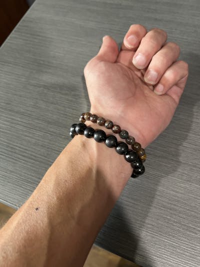 BW2866 TYPE 2 SHUNGITE LG BEADED BRACELET