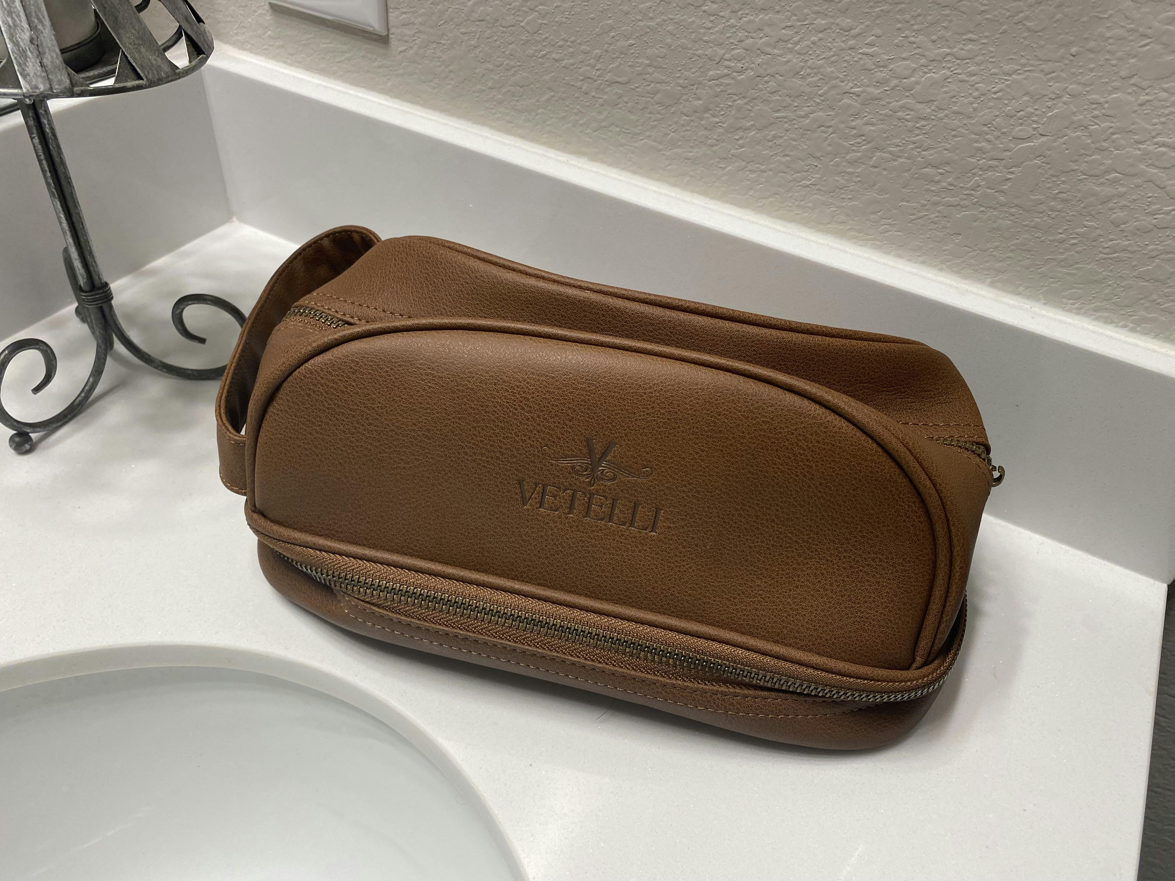 Classic Dopp Kit Leather Toiletry Bag For Men - Vetelli