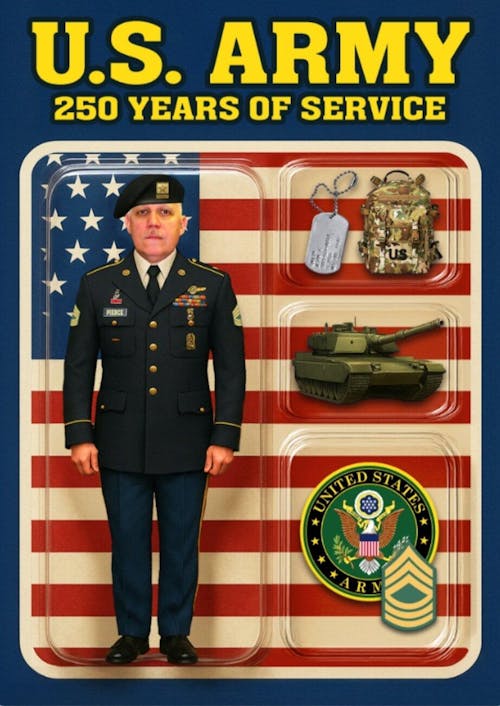 Personalized US Army 250th Years Of Service Custom Figure Acrylic Block