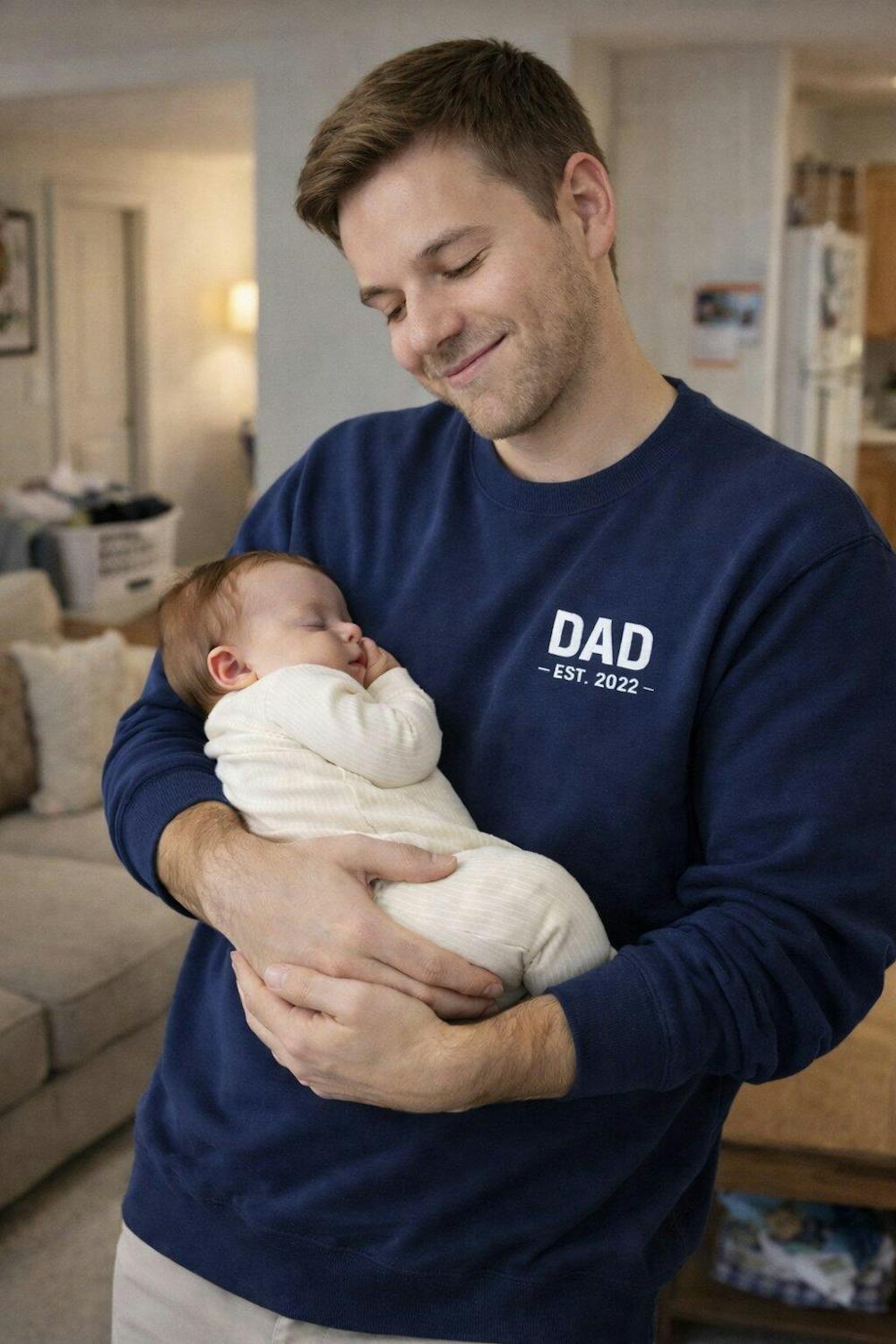 Personalized Dad EST. Year Crewneck Sweatshirt — Custom Father’s Day/New Dad Gift (Add Your Year)