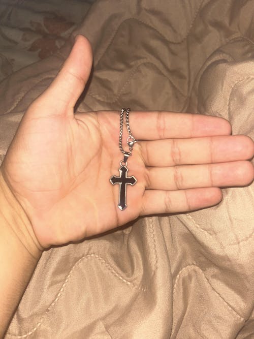 0672 - Silver Black Cross Necklace