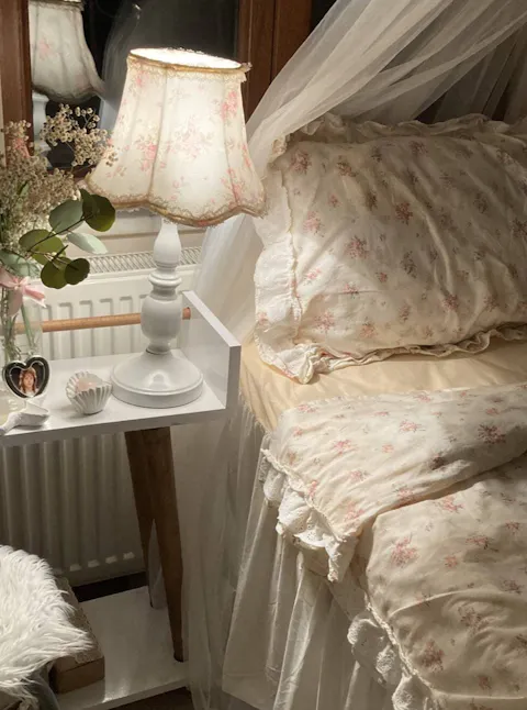 Embroidered Pink Floral Duvet Cover Set