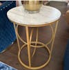 Modern White Marble Round Shaped Side Table with Golden Metallic Side