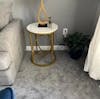 Modern White Marble Round Shaped Side Table with Golden Metallic Side
