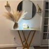 Modern Gold V-Shaped Base Console Table with White Marble Top
