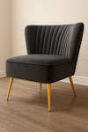 Classic Style Curved Back Black Velvet Accent Chair