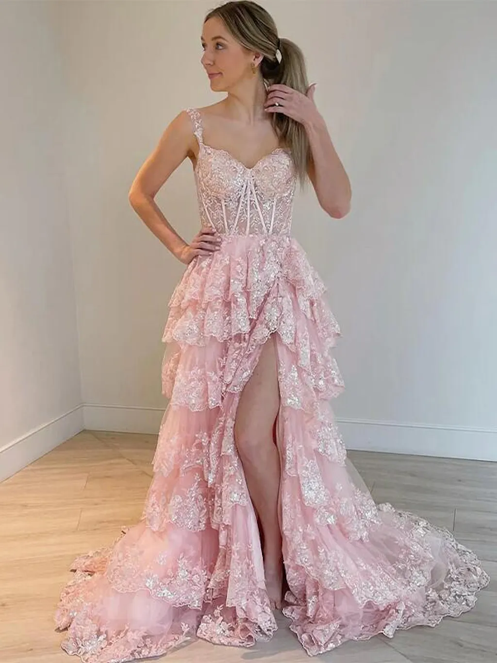 Lavender Soft Tulle Off the Shoulder Long Prom Dress main image 1