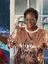 Victory Lane Boutique “It’s My Birthday” Stretch Sequin Shirt Dress Final Sale Rose Gold/Black - One Size Plus Size Fits Most 1x-3x