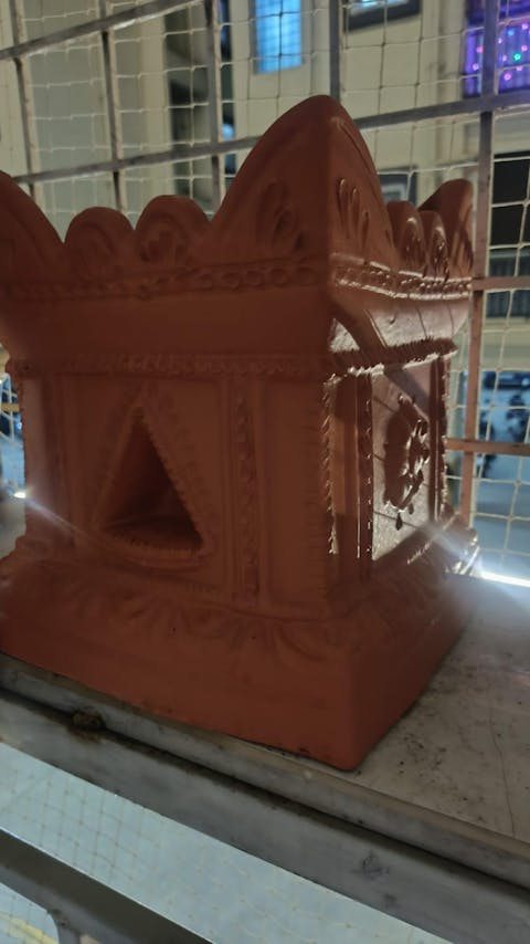 Terracotta Gardening Brindavan Tulsi Pot with Drainage Hole at Bottom | Tulsi Vrindavan for Balcony, Porch, Garden, Roof Planter (B*H- 10*12 inch)