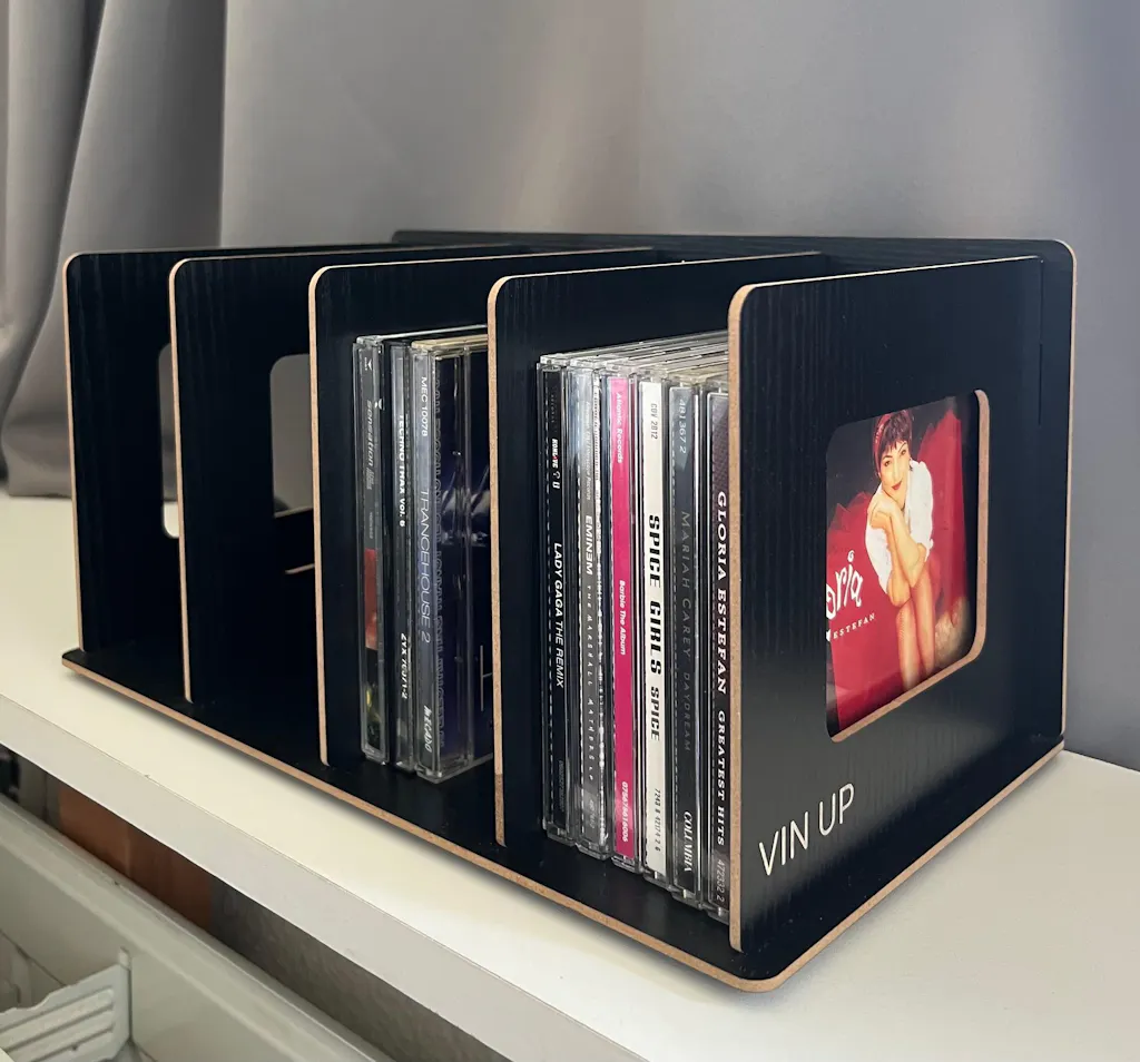Zwarte Bamboe CD Houder | Moderne & Stijlvolle Opberger | Vinup.nl